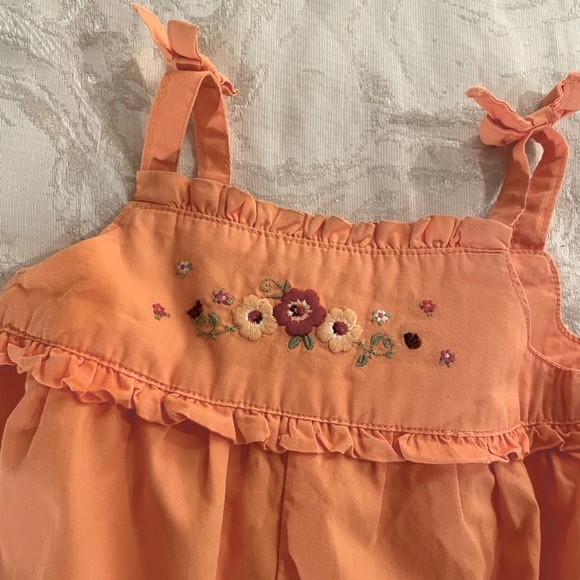 Gymboree Tangerine Bubble, Baby Girl 3-6 m With Floral Embroidery. - Picture 5 of 6